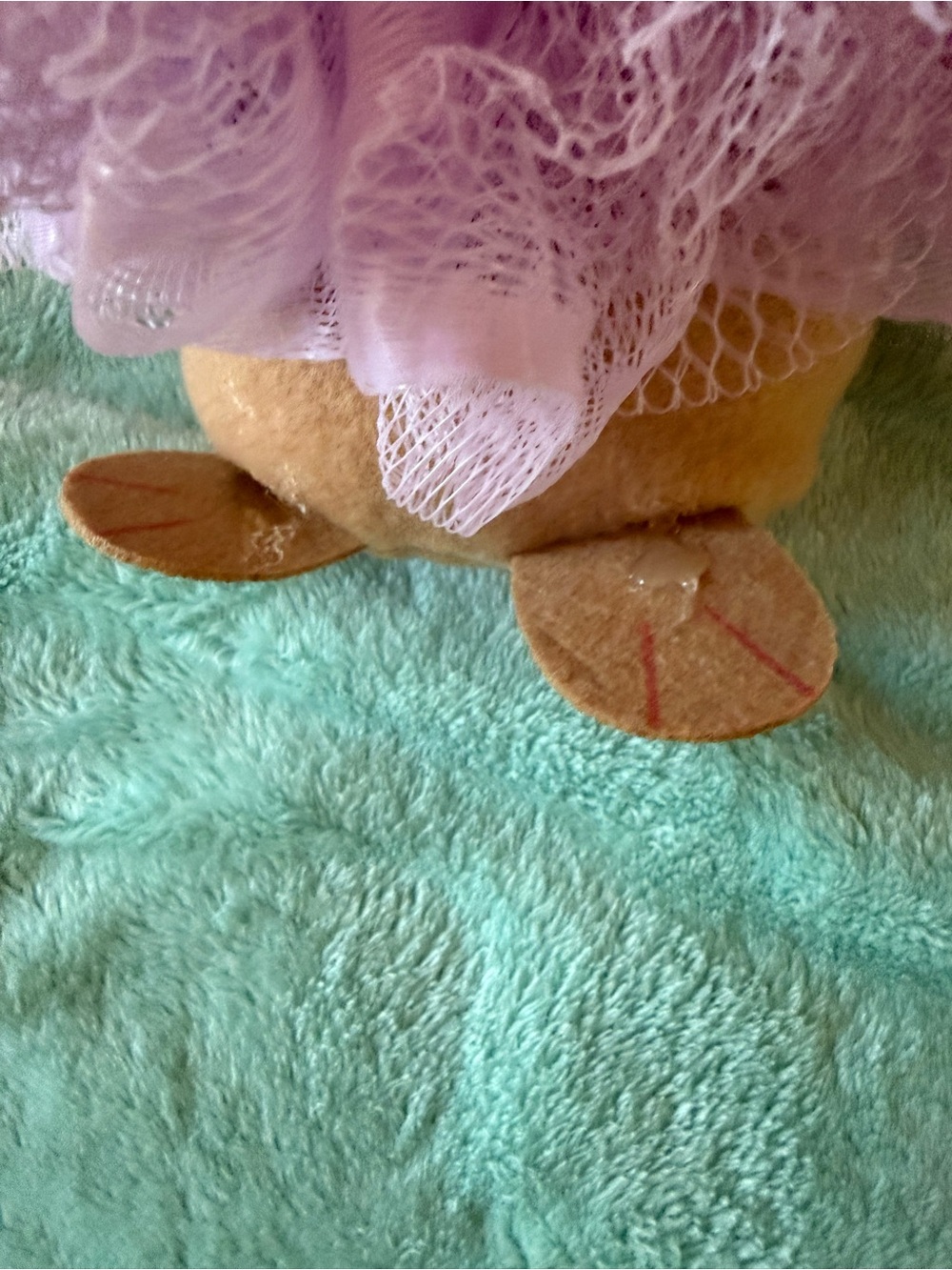 Plush Rabbit Toy with Pink Dress - Soft Yellow Kids Toy/ holiday for shelf.